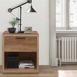 Stockwell - Rustic 1 Drawer Bedside Table - Oak - Wooden - Happy Beds - thumbnail 2