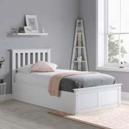 Phoenix - Small Double - White Wooden Ottoman Storage Bed Frame - Slatted Headboard - 4ft - Happy Beds - thumbnail 3