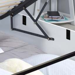 Phoenix - Small Double - White Wooden Ottoman Storage Bed Frame - Slatted Headboard - 4ft - Happy Beds - thumbnail 6