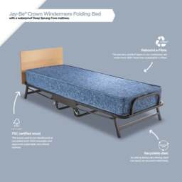 Jay-Be Small Single - Crown Windermere Folding Guest Bed with Waterproof Deep Sprung Mattress - 2ft6 - Happy Beds - thumbnail 7