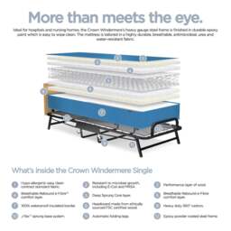 Jay-Be Small Single - Crown Windermere Folding Guest Bed with Waterproof Deep Sprung Mattress - 2ft6 - Happy Beds - thumbnail 6