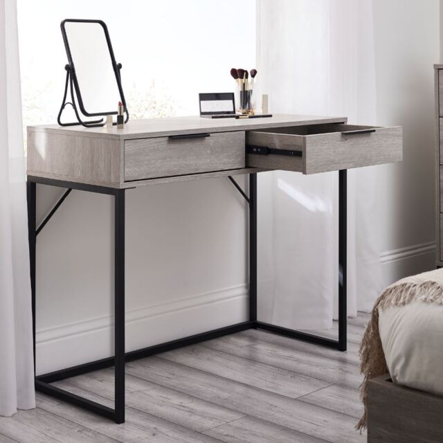 Bali Grey Oak 2 Drawer Wooden Dressing Table & Desk - image 1