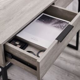 Bali Grey Oak 2 Drawer Wooden Dressing Table & Desk - thumbnail 3