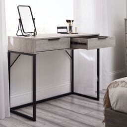 Bali Grey Oak 2 Drawer Wooden Dressing Table & Desk - thumbnail 1