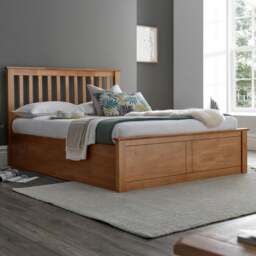 Malmo - Double - Ottoman Bed - Oak - Wood - Double - Happy Beds