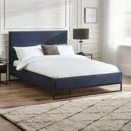 Cooper - Super King Size - Low Foot-End Bed - Navy Blue/Black - Velvet/Metal - 6ft - Happy Beds