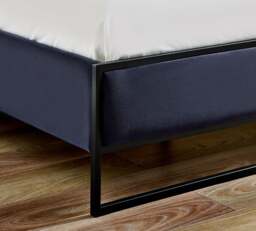 Cooper - Super King Size - Low Foot-End Bed - Navy Blue/Black - Velvet/Metal - 6ft - Happy Beds - thumbnail 5