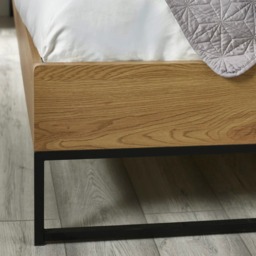 Harlow - Double - Wood and Metal Bed - Black/Oak - Wooden/Metal - 4ft6 - thumbnail 5