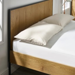 Harlow - Double - Wood and Metal Bed - Black/Oak - Wooden/Metal - 4ft6 - thumbnail 3