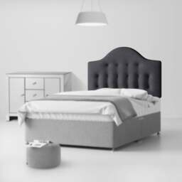 Victor - Small Double - Buttoned Headboard - Dark Grey - Charcoal - Fabric - 4ft - Happy Beds - thumbnail 2