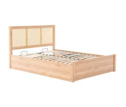 Croxley - King Size - Ottoman Storage Bed Frame - Oak - Rattan Wood - 5ft - Happy Beds - thumbnail 7