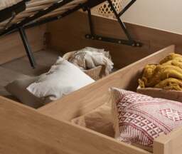 Croxley - King Size - Ottoman Storage Bed Frame - Oak - Rattan Wood - 5ft - Happy Beds - thumbnail 5