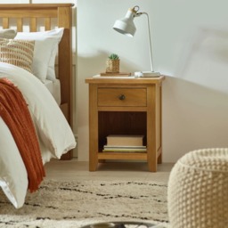 Marlborough - 1 Drawer Bedside Table - Oak - Wooden - Happy Beds - thumbnail 2