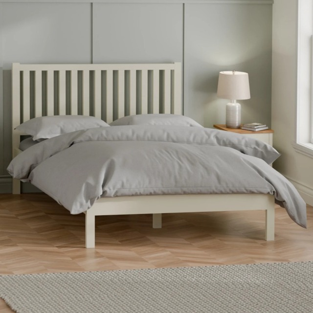 Coxmoor - King Size - Low Foot-End Bed - Ivory and Oak - Wood - 5ft - Happy Beds - image 1