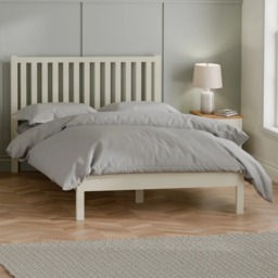 Coxmoor - King Size - Low Foot-End Bed - Ivory and Oak - Wood - 5ft - Happy Beds - thumbnail 1