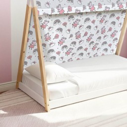 Peppa Pig - Toddler - Tent Bed with Peppa Pig Fabric Sheet - White/Oak - Fabric/Oak - thumbnail 2