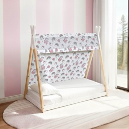 Peppa Pig - Toddler - Tent Bed with Peppa Pig Fabric Sheet - White/Oak - Fabric/Oak - thumbnail 1
