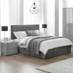 Monaco - High Gloss 2 Drawer Bedside Table - Grey - Wooden - Happy Beds - thumbnail 5