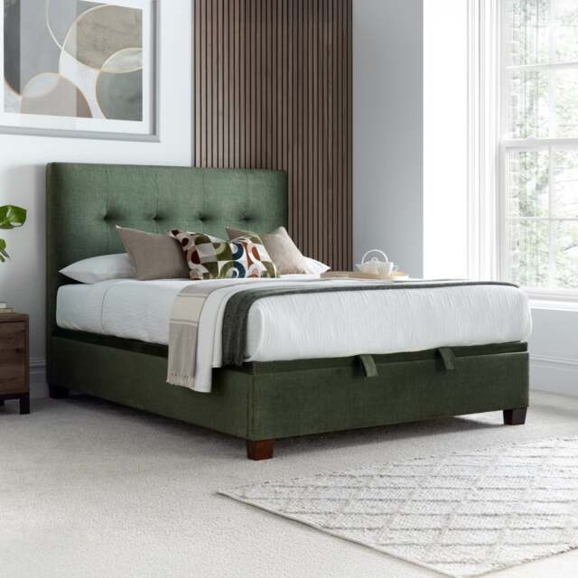 Walkworth - Super King Size - Fabric Ottoman Storage Bed - Green - Fabric - 6ft - Happy Beds