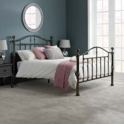 Victoria - Double - Nickel Metal Bed - Black - Metal - 4ft6 - Happy Beds