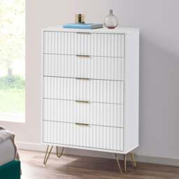 Murano - 5 Drawer Chest - White - Wooden - Happy Beds - thumbnail 6