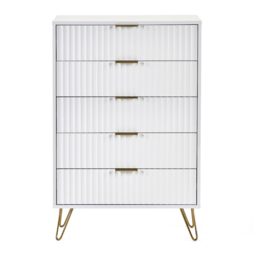 Murano - 5 Drawer Chest - White - Wooden - Happy Beds - thumbnail 3