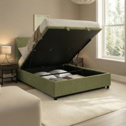 Avery - Double - Ottoman Storage Bed - Green - Fabric - 4ft6 - Happy Beds - thumbnail 2