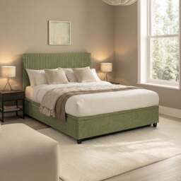 Avery - Double - Ottoman Storage Bed - Green - Fabric - 4ft6 - Happy Beds