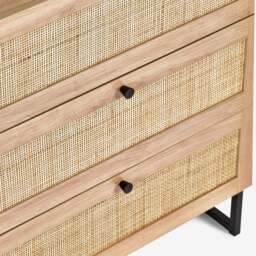 Padstow - 3 Drawer Chest - Oak - Wooden/Rattan - Happy Beds - thumbnail 8