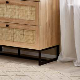 Padstow - 3 Drawer Chest - Oak - Wooden/Rattan - Happy Beds - thumbnail 4