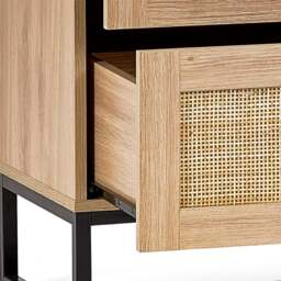 Padstow - 3 Drawer Chest - Oak - Wooden/Rattan - Happy Beds - thumbnail 6
