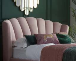 Lottie - Double - Ottoman Bed Frame - Pink - Velvet - Art Deco - 4FT6 - Happy Beds - thumbnail 3