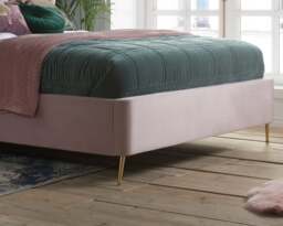 Lottie - Double - Ottoman Bed Frame - Pink - Velvet - Art Deco - 4FT6 - Happy Beds - thumbnail 6