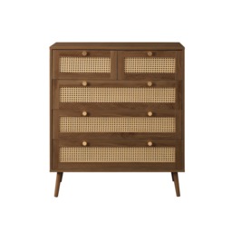 Croxley - 5 Drawer Chest of Drawers - Walnut - Rattan - Wooden - Happy Beds - thumbnail 6