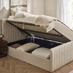 Tiana - King Size - Ottoman Storage Bed - Natural - Fabric - 5ft - thumbnail 3