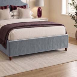 Chelsea - Double - Ottoman Storage Bed - Blue - Velvet Fabric- 4ft6 - thumbnail 5