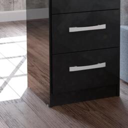 Lynx - Gloss 3 Drawer Bedside Table - Black - Wooden - Happy Beds - thumbnail 4