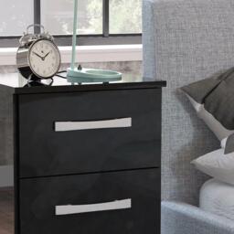 Lynx - Gloss 3 Drawer Bedside Table - Black - Wooden - Happy Beds - thumbnail 3