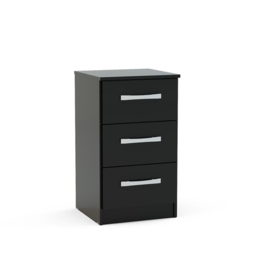 Lynx - Gloss 3 Drawer Bedside Table - Black - Wooden - Happy Beds - thumbnail 2