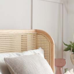 Astrid – King Size– Rattan Bed with Winged Headboard – Oak – Wooden – 5ft - Happy Beds - thumbnail 6