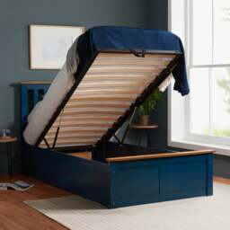 Phoenix - King Size - Ottoman Bed - Navy Blue - Wood - King - Happy Beds - thumbnail 4