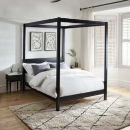 Roxanne - King-Size - Canopy Bed - Black - Wooden - 5ft - Happy Beds - thumbnail 1