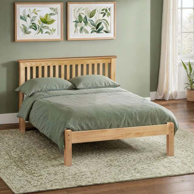 Barcelona - Small Double - Low Foot End Bed - Antique Pine - Wood - 4ft - Happy Beds - image 1