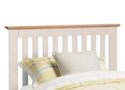 Salerno - Ivory White and Oak Finish Wooden Bed Frame - 4ft6 Double - Happy Beds - thumbnail 6