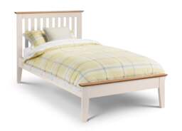 Salerno - Ivory White and Oak Finish Wooden Bed Frame - 4ft6 Double - Happy Beds - thumbnail 4