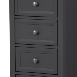 Maine - 5 Drawer Tall Chest - Dark Grey - Wooden - Happy Beds - thumbnail 2