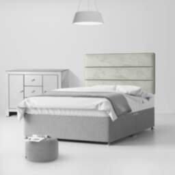 Cornell - Double - Lined Headboard - Light Silver - Velvet - 4ft6 - Happy Beds - thumbnail 2