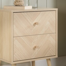 Herringford - 2 Drawer Bedside Table - Oak – Wooden – Happy Beds - thumbnail 2