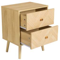 Herringford - 2 Drawer Bedside Table - Oak – Wooden – Happy Beds - thumbnail 5