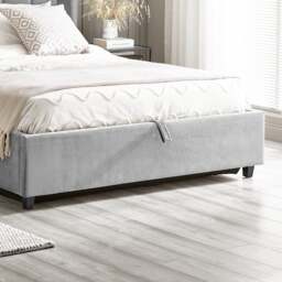 Taylor - King Size - Winged Ottoman Storage Bed - Grey - Fabric - 5ft - thumbnail 6